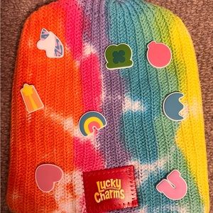 Lucky Charms Rainbow Tie Dye beanie with charms - limited edition